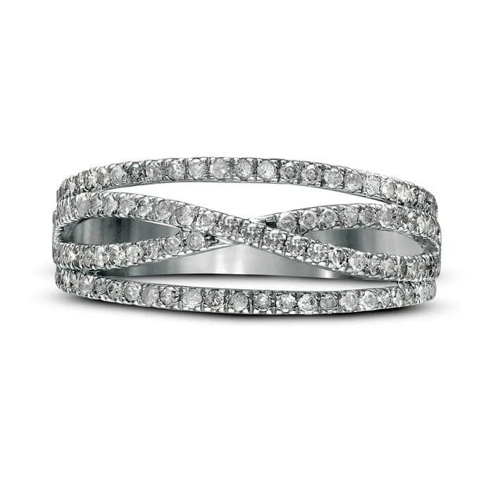 Rings Goldia 050 CT TW Natural Diamond MultiRow Crossover Band in Solid 10K White Gold Rings Goldia 050 CT TW Natural Diamond MultiRow Crossover Band in Solid 10K White Gold
