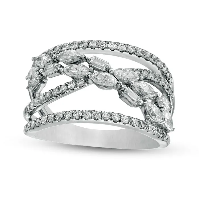 Rings Goldia 10 CT TW MultiShape Natural Diamond CrissCross Orbit Ring in Solid 10K White Gold Rings Goldia 10 CT TW MultiShape Natural Diamond CrissCross Orbit Ring in Solid 10K White Gold
