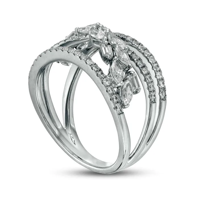 Rings Goldia 10 CT TW MultiShape Natural Diamond CrissCross Orbit Ring in Solid 10K White Gold Rings Goldia 10 CT TW MultiShape Natural Diamond CrissCross Orbit Ring in Solid 10K White Gold