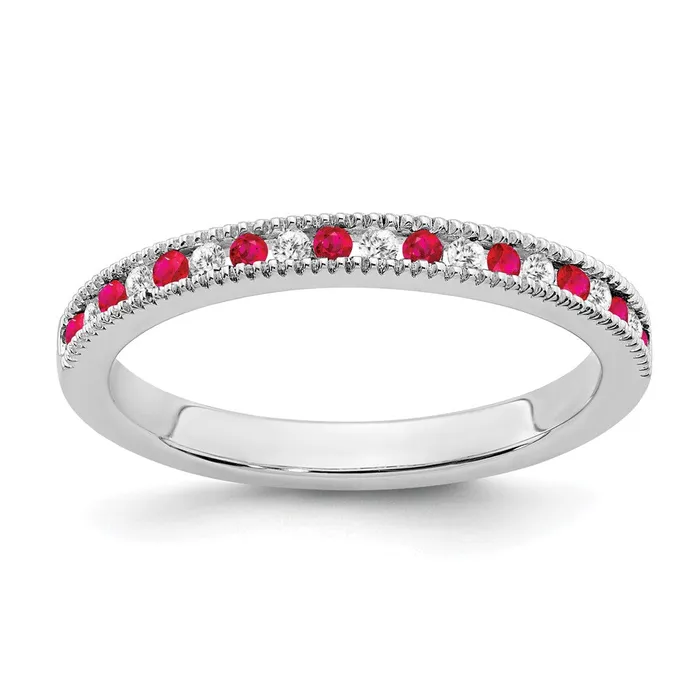 Rings Goldia 14k White Gold Ruby and Real Diamond Band