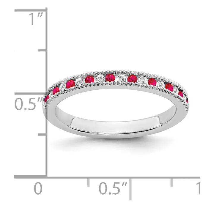 Rings Goldia 14k White Gold Ruby and Real Diamond Band