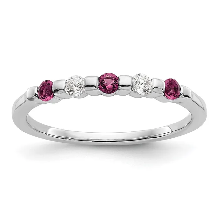 Rings Goldiacom 14k White Gold Real Diamond wRuby Band