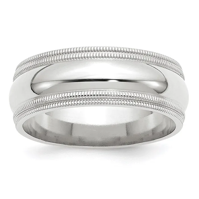 Rings Goldia Solid 10K White Gold 8mm Double Milgrain Comfort Fit MensWomens Wedding Band Ring Size 85 Rings Goldia Solid 10K White Gold 8mm Double Milgrain Comfort Fit MensWomens Wedding Band Ring Size 85