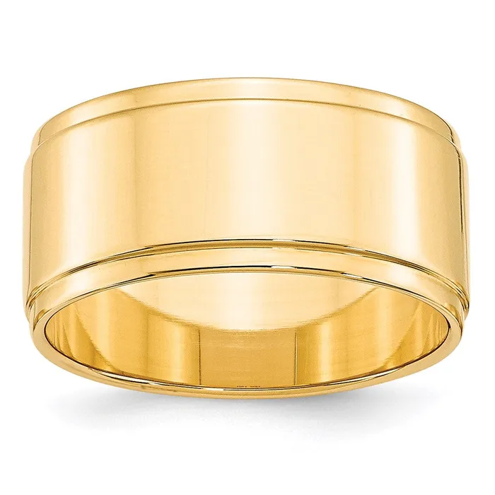 Rings Goldia Solid 10K Yellow Gold 10mm Flat with Step Edge MensWomens Wedding Band Ring Size 7 Rings Goldia Solid 10K Yellow Gold 10mm Flat with Step Edge MensWomens Wedding Band Ring Size 7