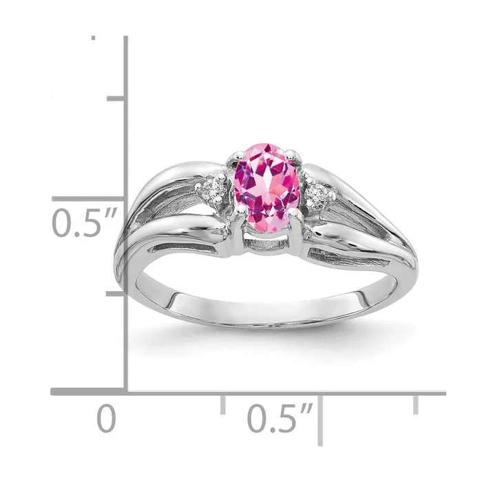 Rings Goldia Solid 14k White Gold 6x4mm Oval PinK Simulated Sapphire A CZ Ring
