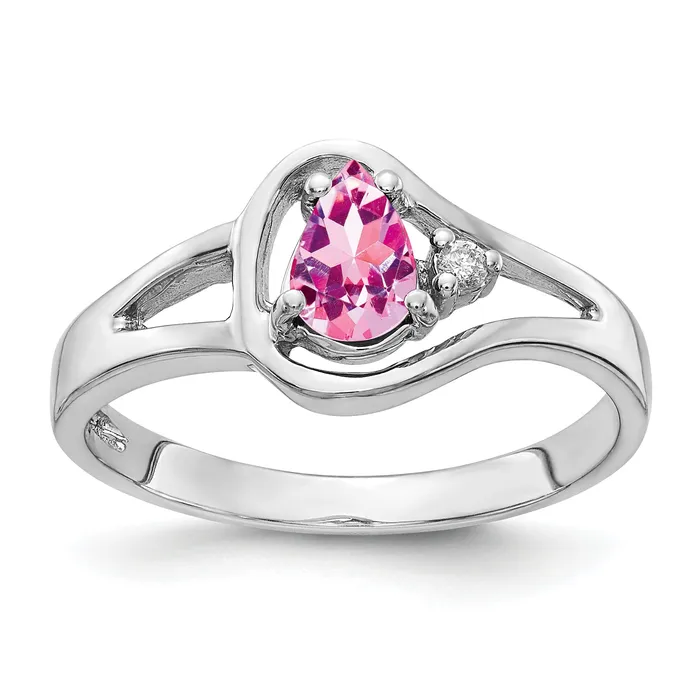 Rings Goldia Solid 14k White Gold 6x4mm Pear PinK Simulated Sapphire VS CZ Ring Rings Goldia Solid 14k White Gold 6x4mm Pear PinK Simulated Sapphire VS CZ Ring