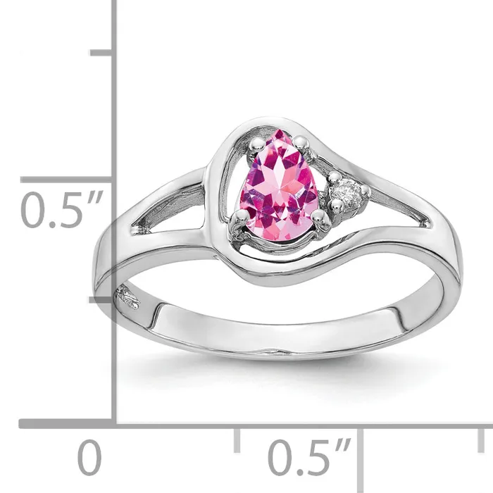 Rings Goldia Solid 14k White Gold 6x4mm Pear PinK Simulated Sapphire VS CZ Ring