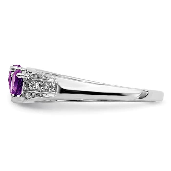 Rings Goldia Solid 14k White Gold Simulated Amethyst and CZ Heart Ring