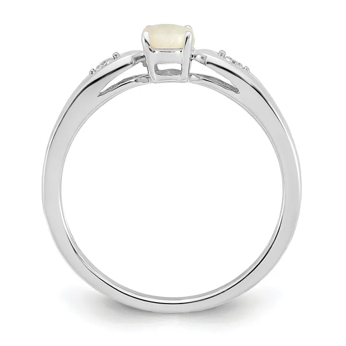 Rings Goldia Solid 14k White Gold Simulated Opal and CZ Ring