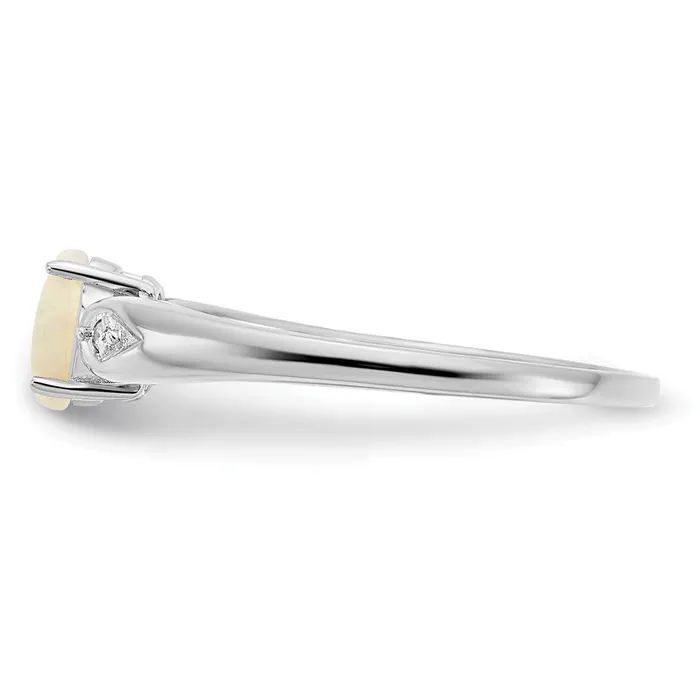Rings Goldia Solid 14k White Gold Simulated Opal and CZ Ring