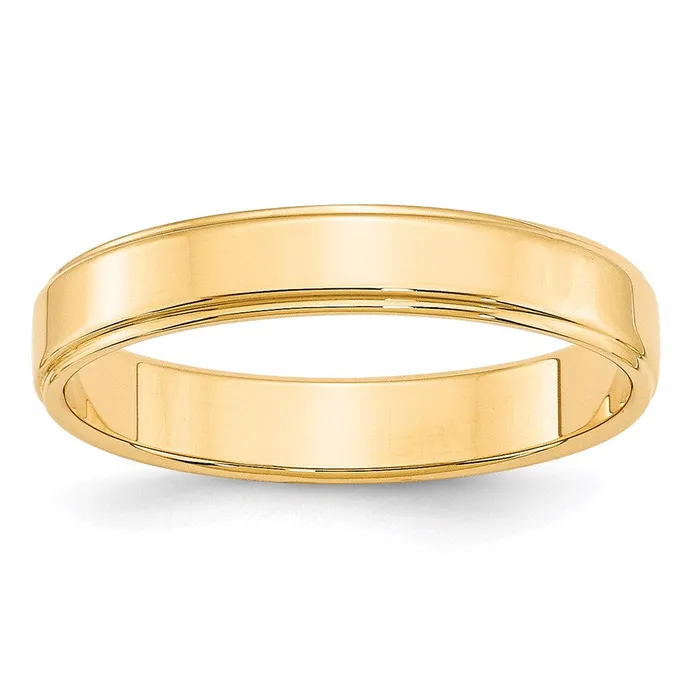 Rings Goldia Solid 14K Yellow Gold 4mm Flat with Step Edge MensWomens Wedding Band Ring Size 4 Rings Goldia Solid 14K Yellow Gold 4mm Flat with Step Edge MensWomens Wedding Band Ring Size 4