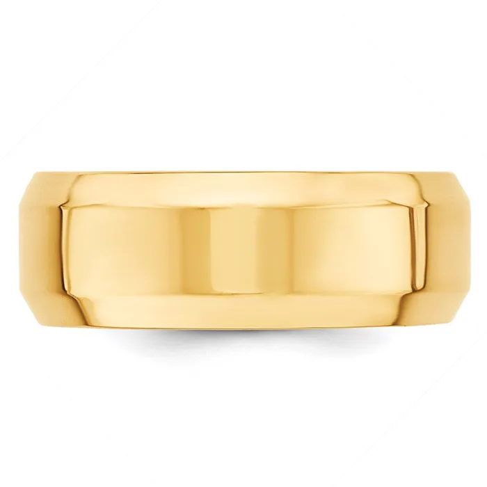 Rings Goldia Solid 14K Yellow Gold 8mm Bevel Edge Comfort Fit MensWomens Wedding Band Ring Size 55 Rings Goldia Solid 14K Yellow Gold 8mm Bevel Edge Comfort Fit MensWomens Wedding Band Ring Size 55