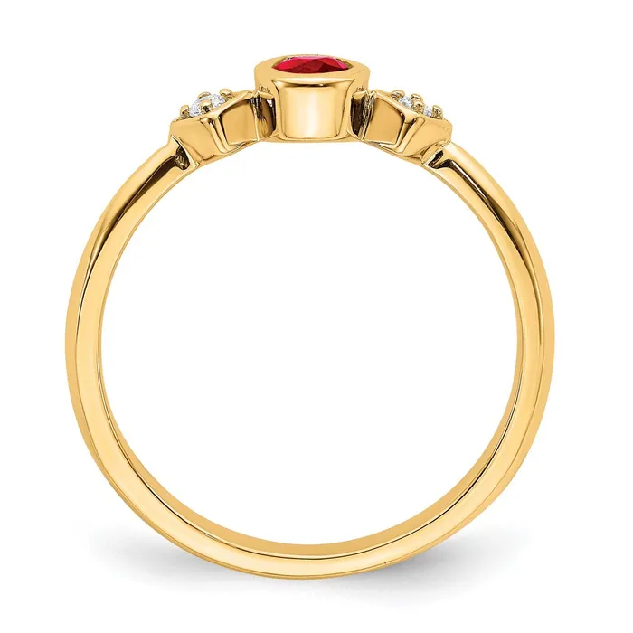 Rings Goldia Solid 14k Yellow Gold Oval Bezel Simulated Ruby and CZ Ring