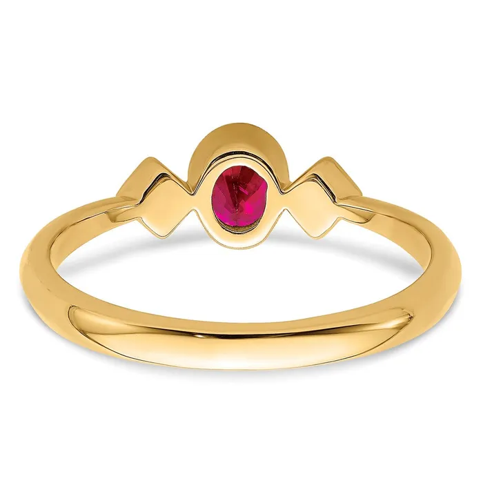 Rings Goldia Solid 14k Yellow Gold Oval Bezel Simulated Ruby and CZ Ring