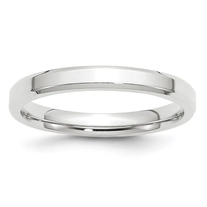Rings Goldia Solid 18K White Gold 3mm Bevel Edge Comfort Fit MensWomens Wedding Band Ring Size 10 Rings Goldia Solid 18K White Gold 3mm Bevel Edge Comfort Fit MensWomens Wedding Band Ring Size 10