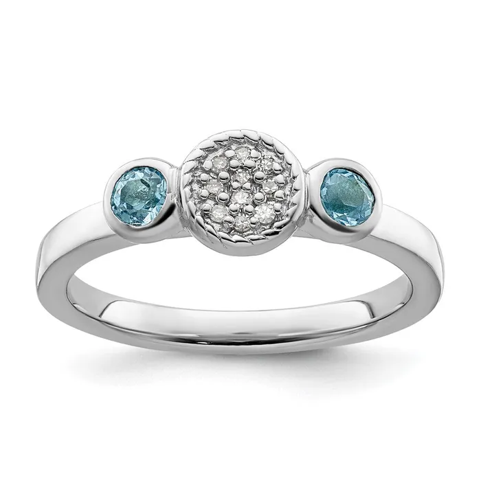 Rings Goldia Sterling Silver Stackable Expressions Dbl Round Blue Topaz u0026 Dia Ring
