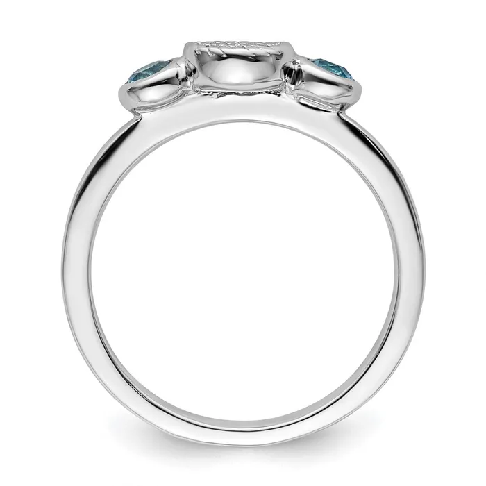 Rings Goldia Sterling Silver Stackable Expressions Dbl Round Blue Topaz u0026 Dia Ring