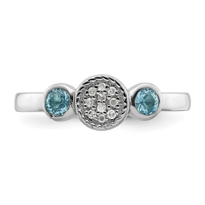 Rings Goldia Sterling Silver Stackable Expressions Dbl Round Blue Topaz u0026 Dia Ring