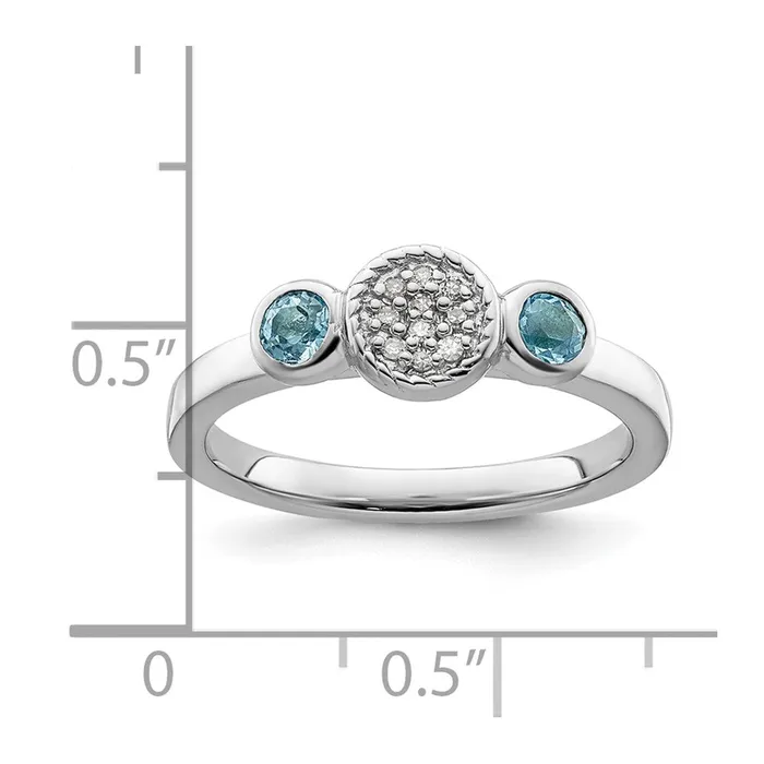 Rings Goldia Sterling Silver Stackable Expressions Dbl Round Blue Topaz u0026 Dia Ring