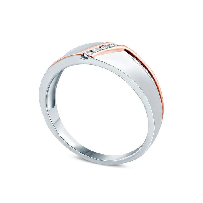 Rings Mens 010 CT TW Natural Diamond Four Stone Slant Bypass Stripe Wedding Band in Solid 10K TwoTone Gold Goldia Rings Mens 010 CT TW Natural Diamond Four Stone Slant Bypass Stripe Wedding Band in Solid 10K TwoTone Gold Goldia