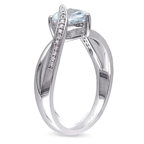 Rings Original Delmar Aquamarine and Diamond Heart Crossover Ring in Sterling Silver JMS always Rings Original Delmar Aquamarine and Diamond Heart Crossover Ring in Sterling Silver JMS always