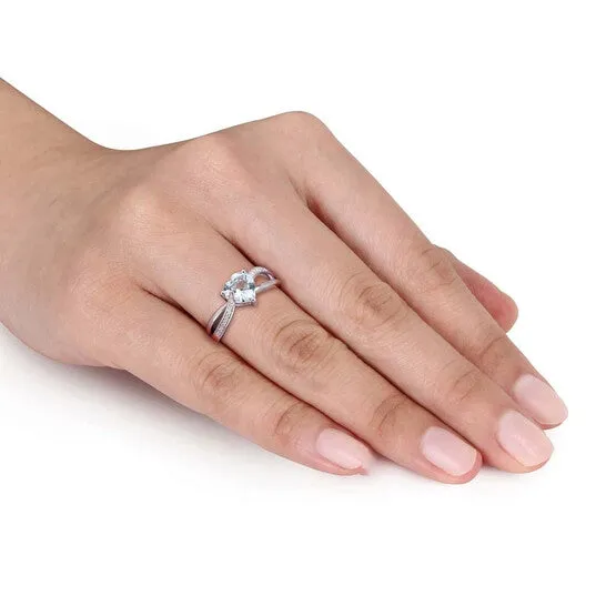 Rings Original Delmar Aquamarine and Diamond Heart Crossover Ring in Sterling Silver JMS always Rings Original Delmar Aquamarine and Diamond Heart Crossover Ring in Sterling Silver JMS always