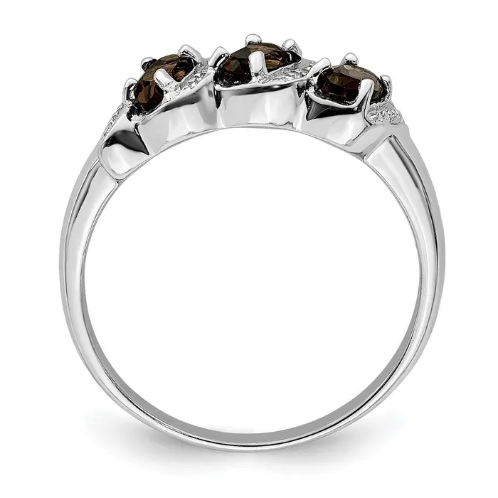 Rings Sterling Silver Rhodium 3 Stone Smoky Quartz u0026 Diamond Ring Goldia