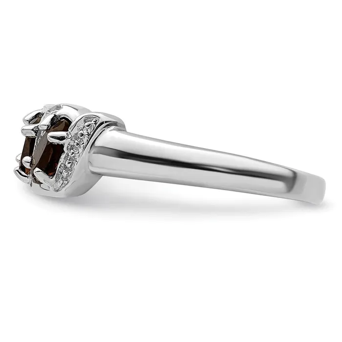 Rings Sterling Silver Rhodium 3 Stone Smoky Quartz u0026 Diamond Ring Goldia