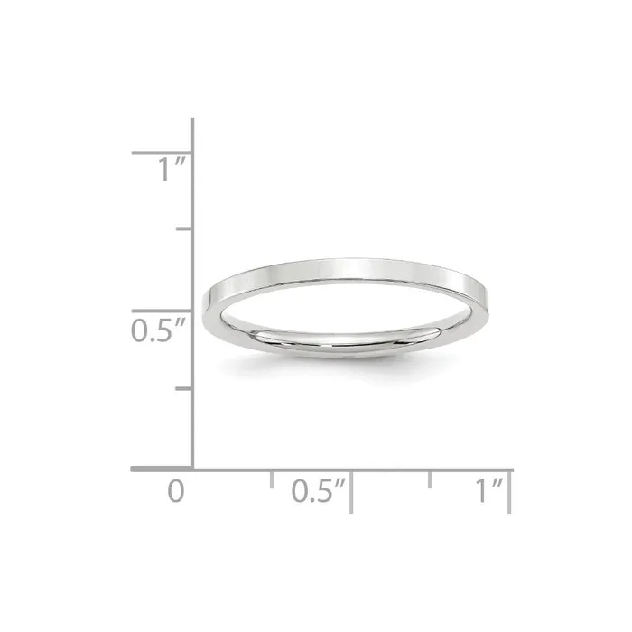 Solid 10K White Gold 2mm Standard Flat Comfort Fit MensWomens Wedding Band Ring Size 14 Goldia Rings