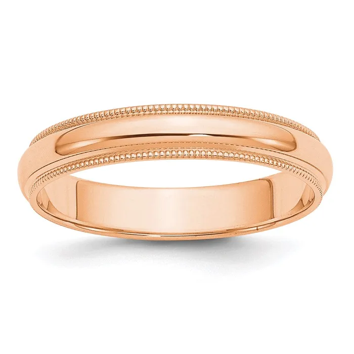 Solid 10K Yellow Gold Rose Gold 4mm Milgrain Half Round MensWomens Wedding Band Ring Size 13 Goldia Rings Solid 10K Yellow Gold Rose Gold 4mm Milgrain Half Round MensWomens Wedding Band Ring Size 13 Goldia Rings