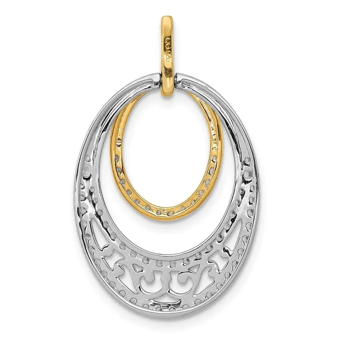 Solid 14k Twotone 12ct Simulated CZ Fancy Ovals Pendant Goldia Rings