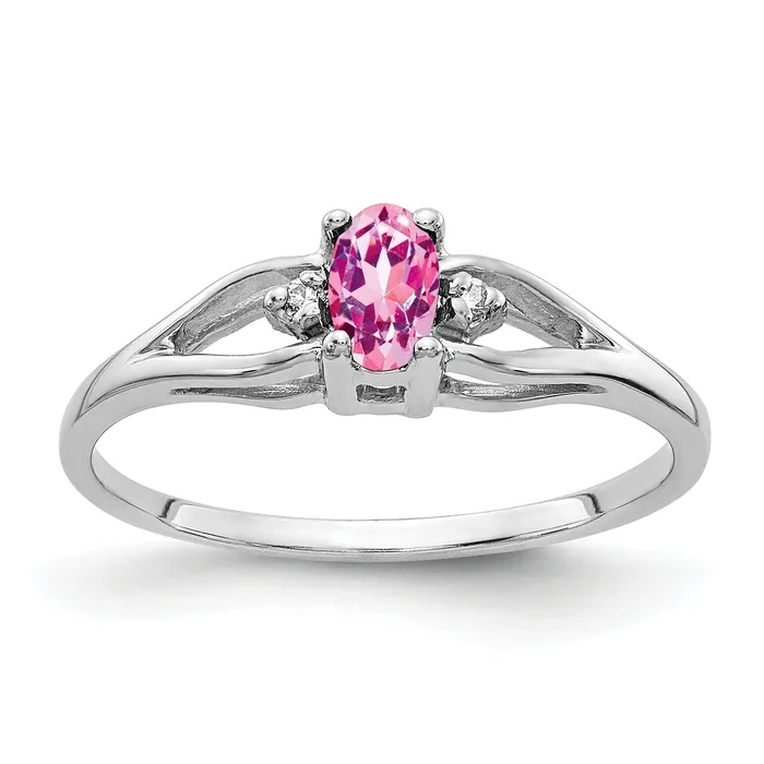 Solid 14k White Gold 5x3mm Oval PinK Simulated Sapphire VS CZ Ring Goldia Rings Solid 14k White Gold 5x3mm Oval PinK Simulated Sapphire VS CZ Ring Goldia Rings