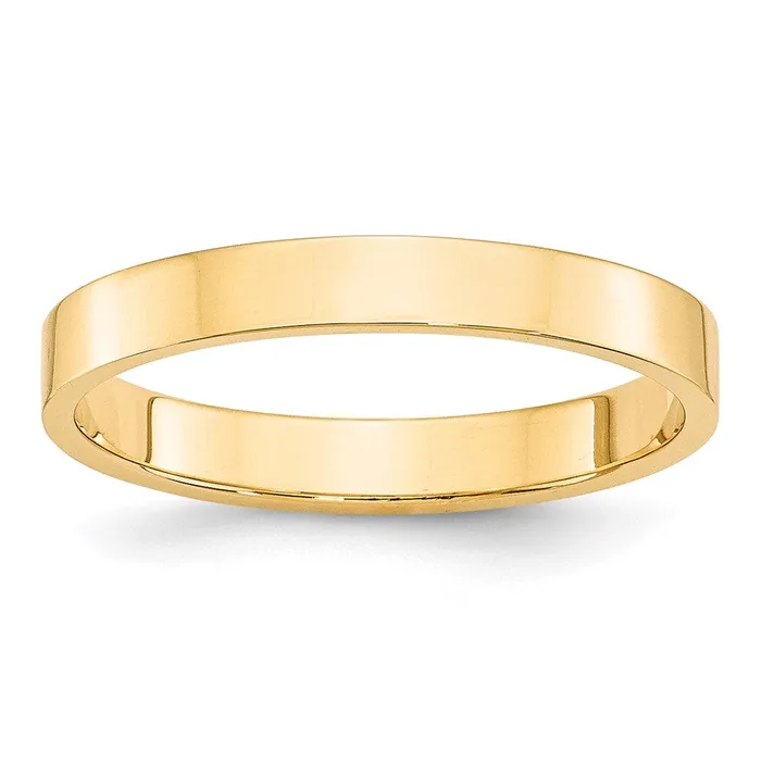 Solid 14K Yellow Gold 3mm Light Weight Flat MensWomens Wedding Band Ring Size 95 Goldia Rings