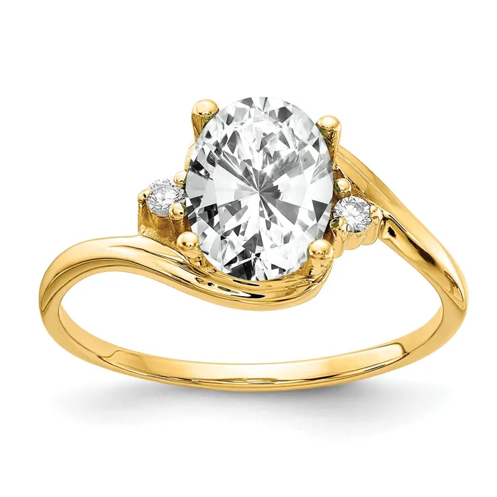 Solid 14k Yellow Gold 8x6mm Oval Cubic Zirconia AA Simulated CZ Ring Goldia Rings Solid 14k Yellow Gold 8x6mm Oval Cubic Zirconia AA Simulated CZ Ring Goldia Rings
