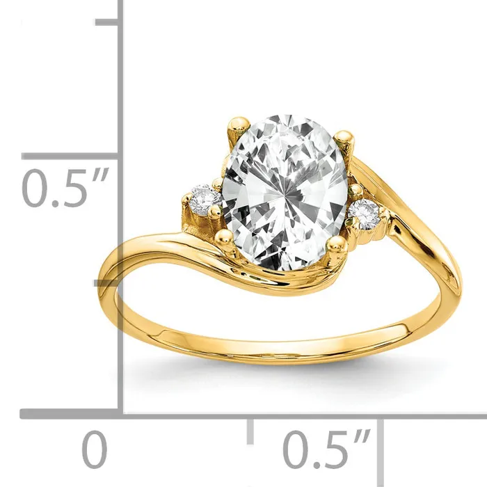 Solid 14k Yellow Gold 8x6mm Oval Cubic Zirconia AA Simulated CZ Ring Goldia Rings