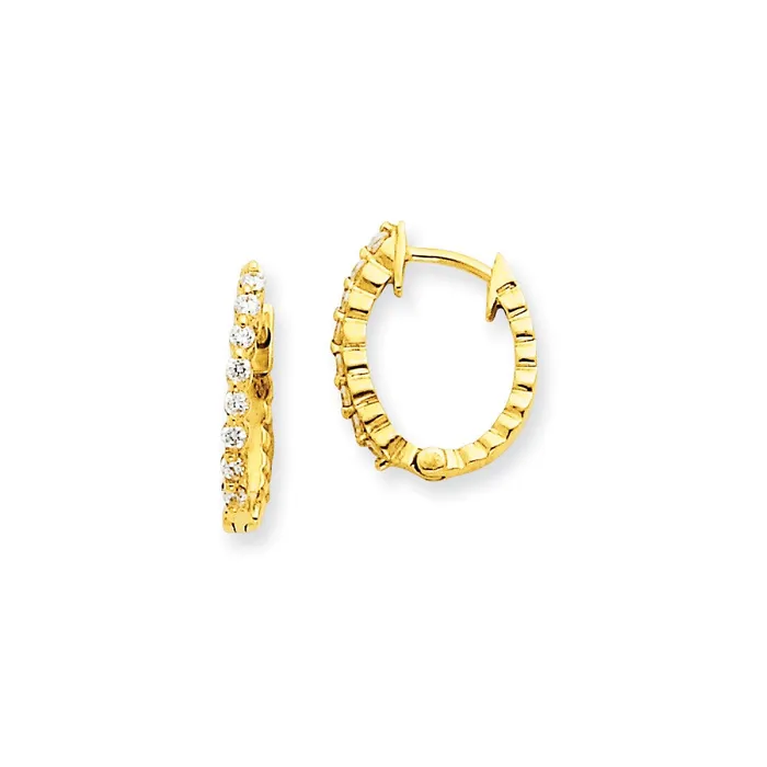Solid 14k Yellow Gold AA Simulated CZ Hinged Hoop Earrings Goldia Earrings Solid 14k Yellow Gold AA Simulated CZ Hinged Hoop Earrings Goldia Earrings