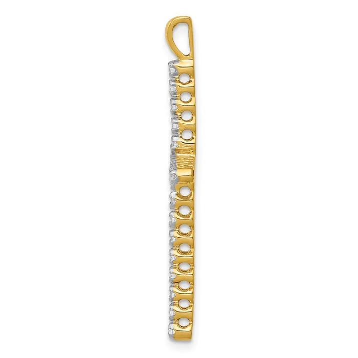 Solid 14k Yellow Rhodium and 14ct Simulated CZ Cross Pendant Goldia Necklaces