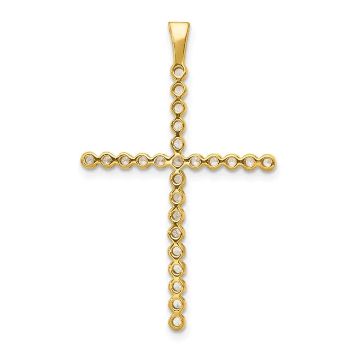 Solid 14k Yellow Rhodium and 14ct Simulated CZ Cross Pendant Goldia Necklaces