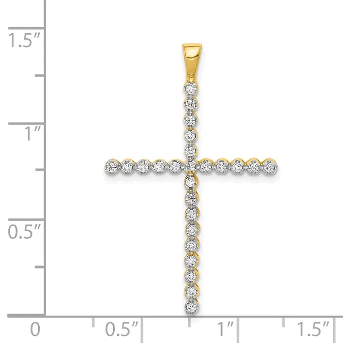 Solid 14k Yellow Rhodium and 14ct Simulated CZ Cross Pendant Goldia Necklaces