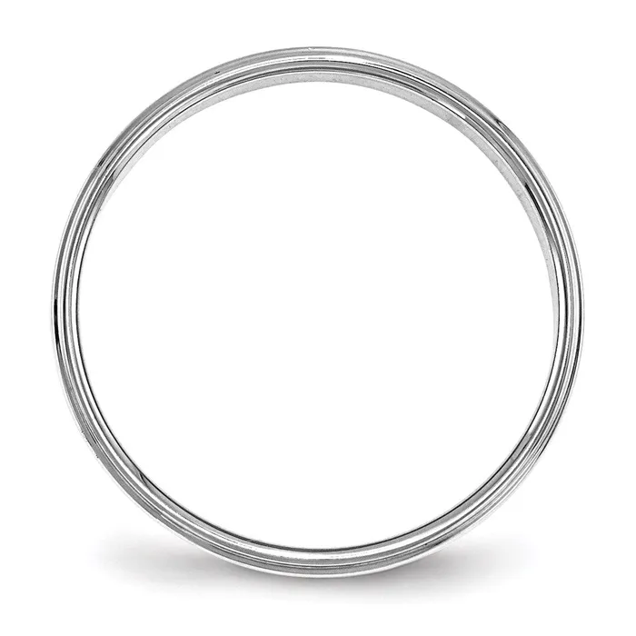 Solid 18K White Gold 4mm Flat with Step Edge MensWomens Wedding Band Ring Size 95 Goldia Rings Solid 18K White Gold 4mm Flat with Step Edge MensWomens Wedding Band Ring Size 95 Goldia Rings
