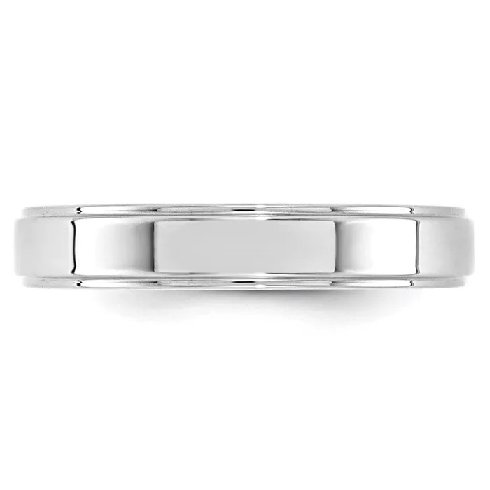 Solid 18K White Gold 4mm Flat with Step Edge MensWomens Wedding Band Ring Size 95 Goldia Rings Solid 18K White Gold 4mm Flat with Step Edge MensWomens Wedding Band Ring Size 95 Goldia Rings