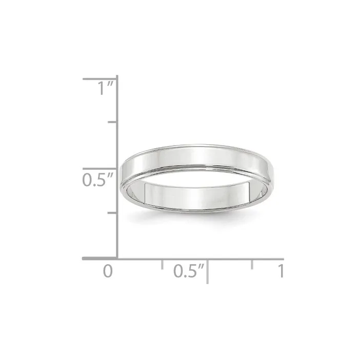 Solid 18K White Gold 4mm Flat with Step Edge MensWomens Wedding Band Ring Size 95 Goldia Rings Solid 18K White Gold 4mm Flat with Step Edge MensWomens Wedding Band Ring Size 95 Goldia Rings