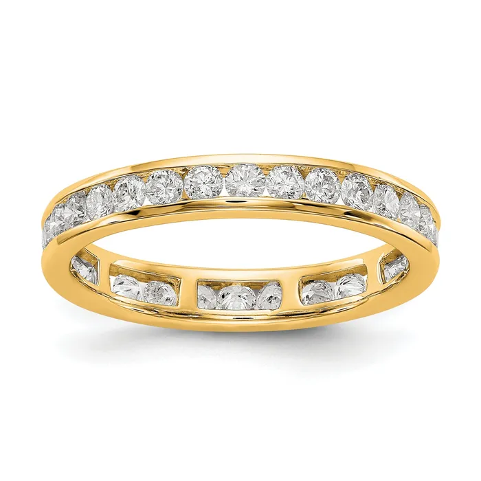 Solid Real 14k Polished 1ct Channel Set CZ Eternity Wedding Band Ring Goldia Rings Solid Real 14k Polished 1ct Channel Set CZ Eternity Wedding Band Ring Goldia Rings