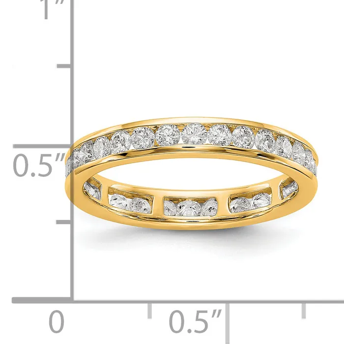 Solid Real 14k Polished 1ct Channel Set CZ Eternity Wedding Band Ring Goldia Rings