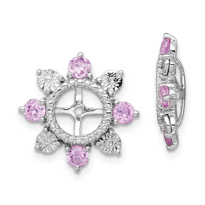 Sterling Silver Rhodium Created Pink Sapphire Earring Jacket Goldia Earrings