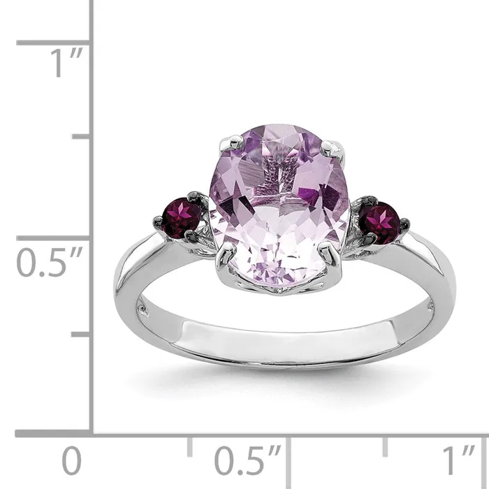 Sterling Silver Rhodium Pink Quartz u0026 Rhodolite Garnet Ring Goldia Rings