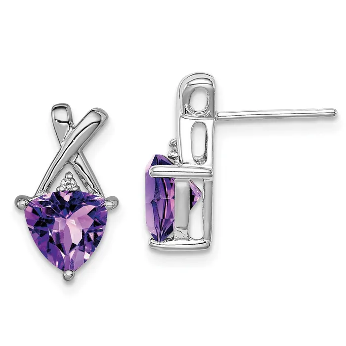 Sterling Silver Rhodium Plated Amethyst and White Topaz Post Earrings Goldia Earrings Sterling Silver Rhodium Plated Amethyst and White Topaz Post Earrings Goldia Earrings