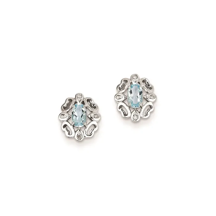 Sterling Silver Rhodium Plated Diamond Sky Blue Topaz Post Earrings Goldia Earrings Sterling Silver Rhodium Plated Diamond Sky Blue Topaz Post Earrings Goldia Earrings