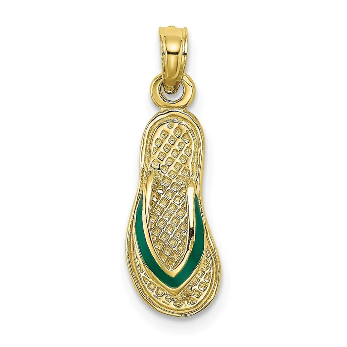 10K 3D W Green Enamel Single FlipFlop Charm TreasureFineJewelers Charm Necklaces 10K 3D W Green Enamel Single FlipFlop Charm TreasureFineJewelers Charm Necklaces