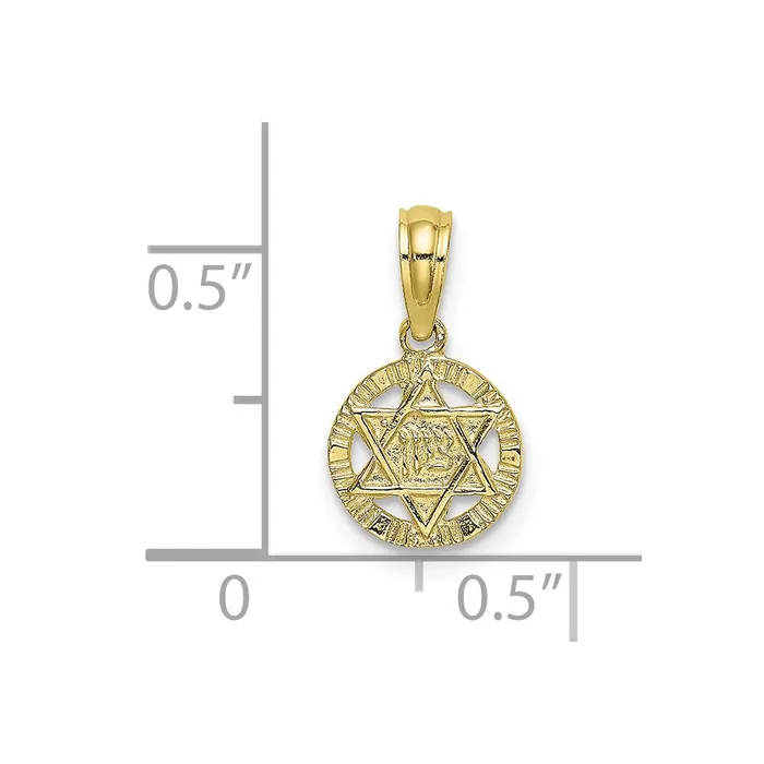 10K Engraved Star Of David Charm TreasureFineJewelers Charm Necklaces
